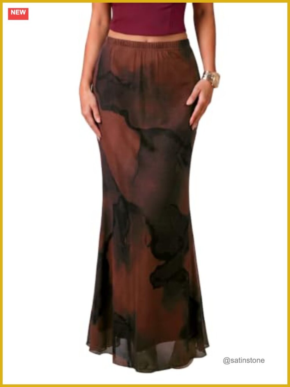 Elastic High Waist Mesh Bodycon Mermaid Maxi Skirt